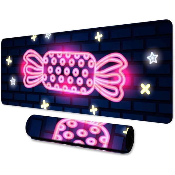 Candy Large Mouse Pad 31.5x11.8 Inches Futurism Neon Light Brick Wall Pattern Printed Game Mouse Pad for Home Studio Keyboard Table Mat BDXTMN281