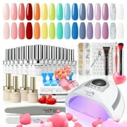 Candy Lover Gel Nail Kit with UV Lamp, 16 Colors Energy Rainbow Gel Nail Polish Set, 132W UV Nail Light & Nail Art Accessories, Valentines Gift for Girls Women