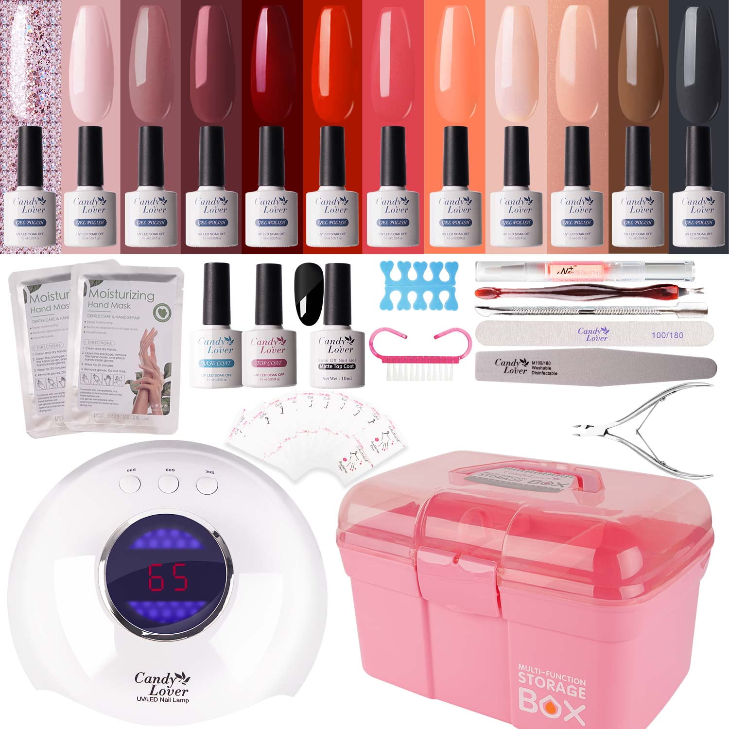 Candy Lover Gel Nail Polish Kit with LED UV Lamp, 