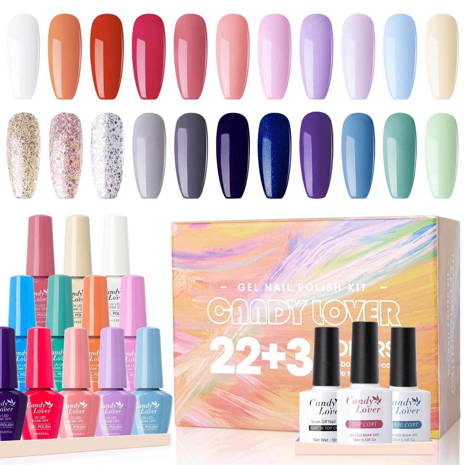 Candy Lover Gel Nail Polish Kit with LED UV Lamp, Natural Quick Dry