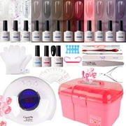 Candy Lover Gel Nail Polish Kit with UV LED Lamp, 12 Colors Cool Juliet Gel Polish Starter Kit, All-in-One Quick Dry Long-Lasting Nail Gel Kit with Manicure Tools Valentine Gift for Women