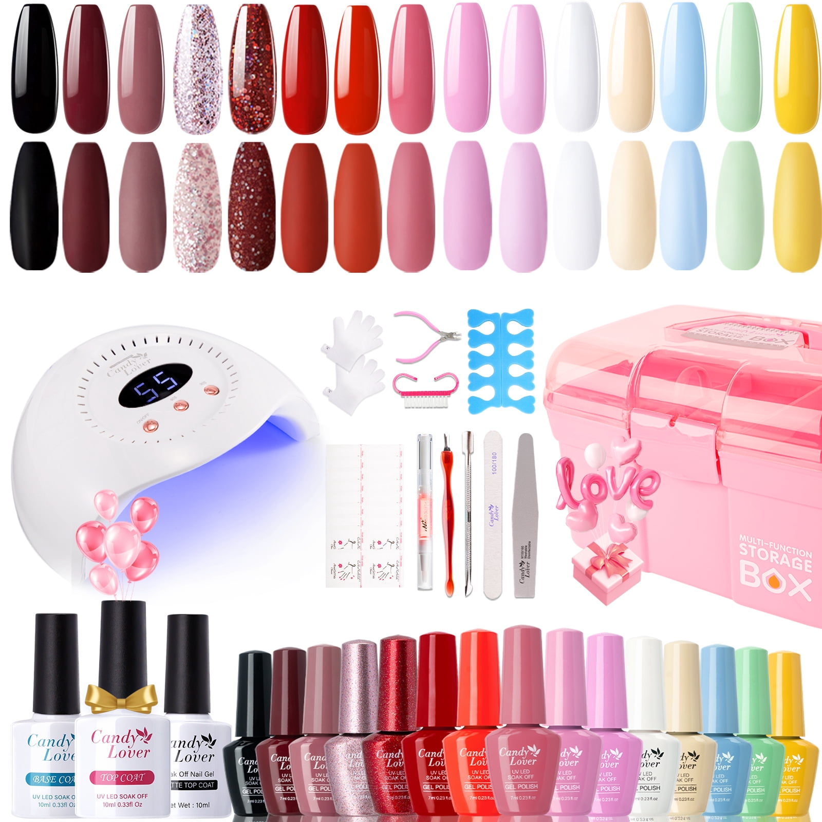Candy Lover Gel Nail Polish Kit with UV Lamp, 72W Nail Dryer, 15 Colors All Season Tone Quick Dry Long-lasting Gel Nail Polish Set, Nail Polish Kit for Girl Lady Womens Manicure DIY Nail Gift