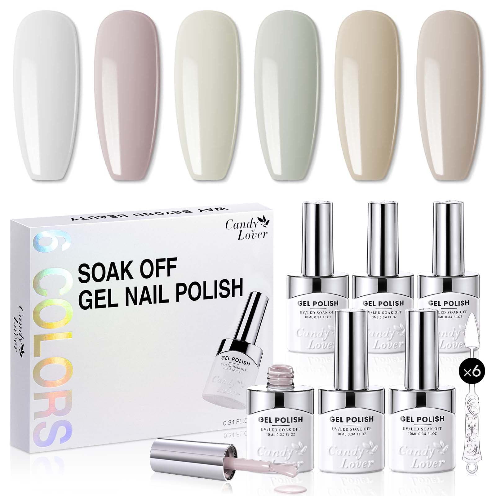 Candy Lover Gel Nail Polish, 6 Colors Nudes Brown Gel Polish Kit