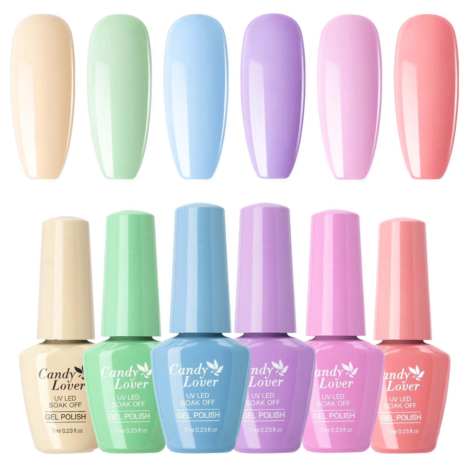Candy Lover Gel Nail Polish Set, 6 Milky Nude Colors, Quick Dry