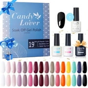 Candy Lover Gel Nail Polish Kit, Quick Dry Long-Lasting Gel Nail Kit with Top Base Coats Matte Coat, 16 Colors Romantique Collection Gel Polish Set Gift for Women at Home Salon Nail Art