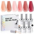 thumbnail image 1 of Candy Lover Jelly Gel Nail Polish Kit, 6 Colors Translucent Jelly Sheer Nudes Red Pink Gel Polish, Soak Off UV LED Nail Polish, Nail Art Gift Set for Women, 1 of 8