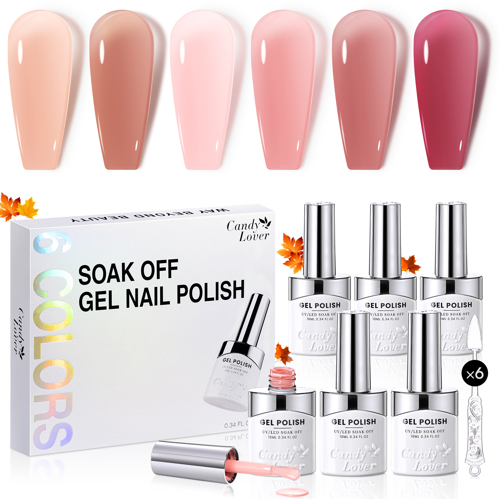 Candy Lover Jelly Gel Nail Polish, Fall Gel Nail Polish Colors, 6