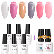 Candy Lover Jelly Gel Nail Polish Kit, 6 Colors Translucent Jelly Sheer Pink Grey Red Gel Polish with Top and Base Coat, Soak Off UV LED Nail Polish, Nail Art Gift Set for Women