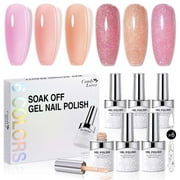 Candy Lover Gel Nail Polish, 6 Colors Jelly & Glitter Pink Purple Orange Gel Polish Kit, Quick Dry Long Lasting Soak Off UV LED Nail Polish, DIY Nail Art Gift Set for Women