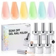 thumbnail image 1 of Candy Lover Jelly Gel Nail Polish Kit, 6 Colors Translucent Jelly Sheer Macaron Green Purple Rainbow Gel Polish, Soak Off UV LED Nail Polish, Nail Art Gift Set for Women, 1 of 8