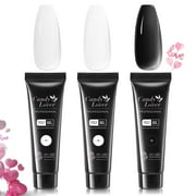 Candy Lover Nail Extension Gel, 3 Colors Poly Gel Nail Builder Gel, Black White Clear Nail Thickening Solution Manicure Poly Nail Gel Kit
