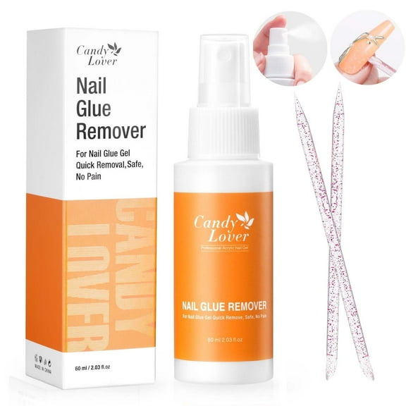 Candy Lover Nail Glue Remover, 60ML Gel Nail Glue Remover for Press On Nails, Easy Remove Solid Nail Glue Gel On Fake Nail Tips