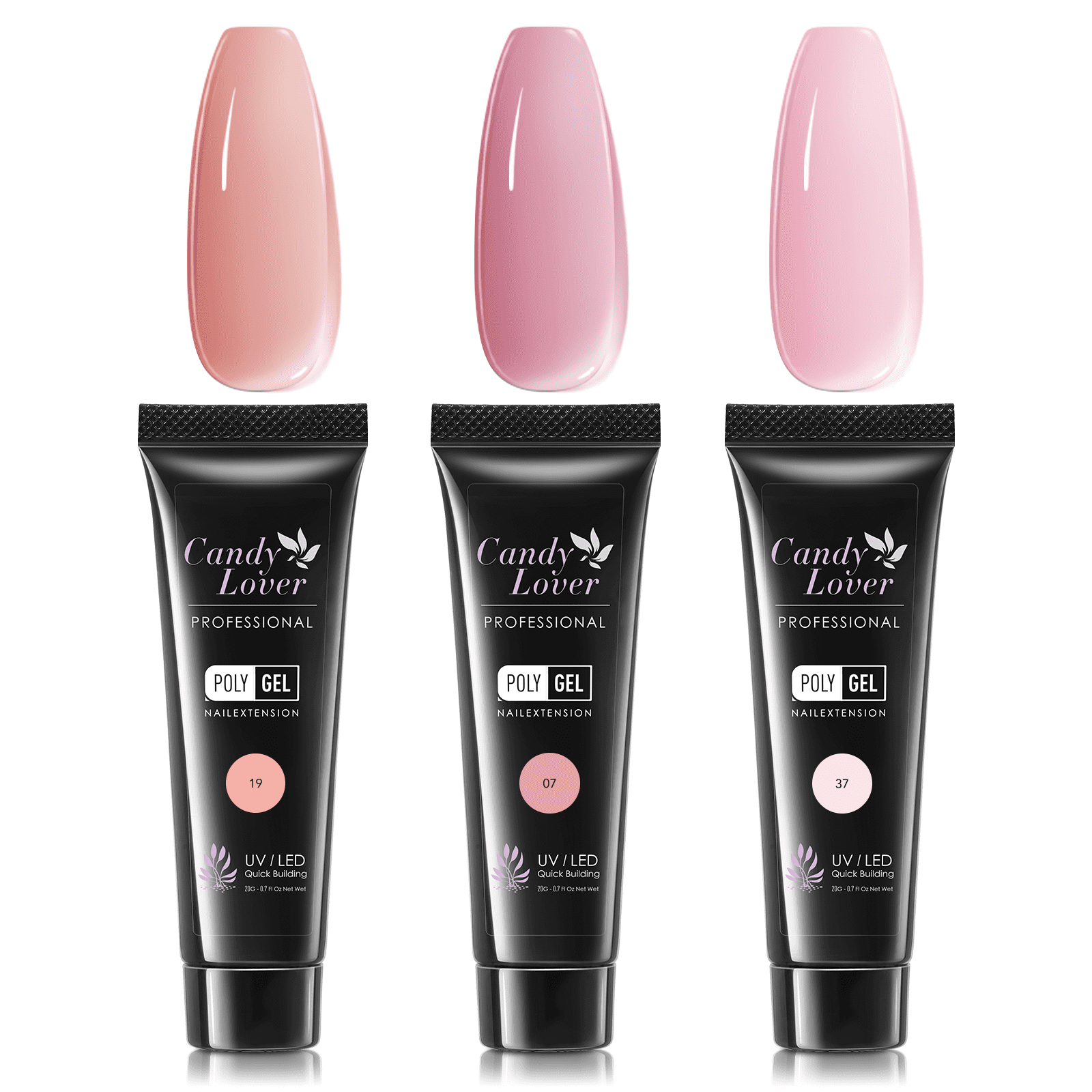 Candy Lover Poly Nail Gel, 3 Colors Nail Thickening Solution, Pink Poly