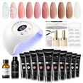 thumbnail image 1 of Candy Lover Poly Nail Gel Kit with UV Light, 10 Glitter Brown Pink Colors. Poly Nail Extension Gel Starter Kit for Beginners with Everything, Nail Thickening Solution, 1 of 8
