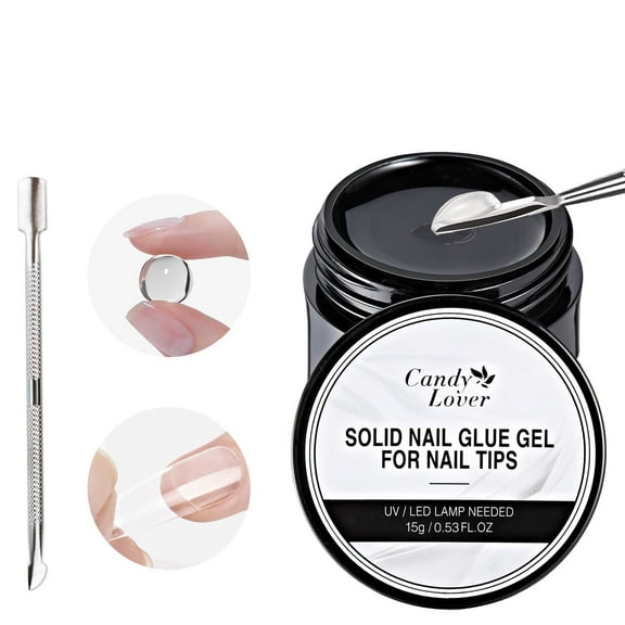 Candy Lover Solid Nail Glue Gel 1Pc 15g with Steel Push