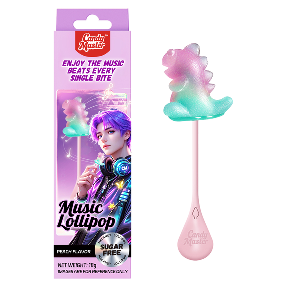 Candy Master Musical Lollipop,Sugar Free Singing Lollipop,4D Dinosaur Shaped Design (1 Pack)