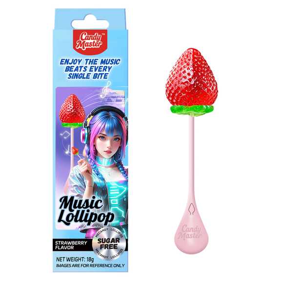 Candy Master Musical Lollipop,Sugar Free Singing Lollipop,4D Strawberry Shaped Design (1 Pack)