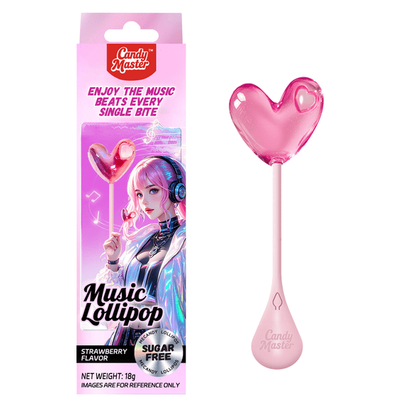 Candy Master Musical Lollipop with KPOP Music,Sugar-Free Singing Lollipop,4D Heart-Shaped Design (1 Pack)