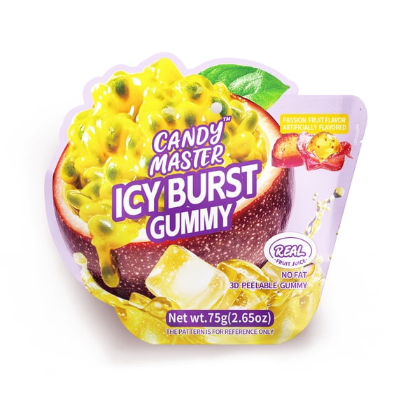 Candy Master Peelable Fruit GummiesPassionfruit Flavors 3 Packs,6 Flavors Fun to Peel,Chewy Texture,Halal-Certified