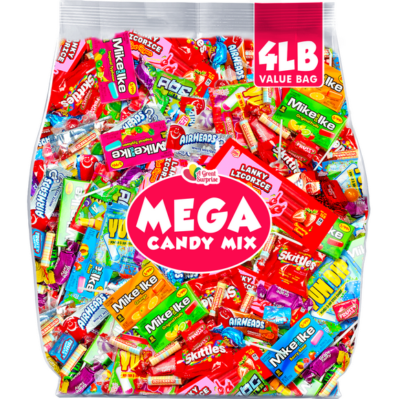 Candy Mix - 4 Pounds - Assorted Candies Bulk - Pinata Stuffer - Individually Wrapped - Party Variety Bag