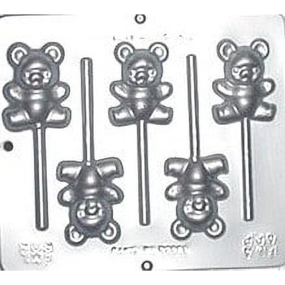 Candy Molds N More 5 - Cavity Teddy Bear Plastic Chocolate Candy Mold 606