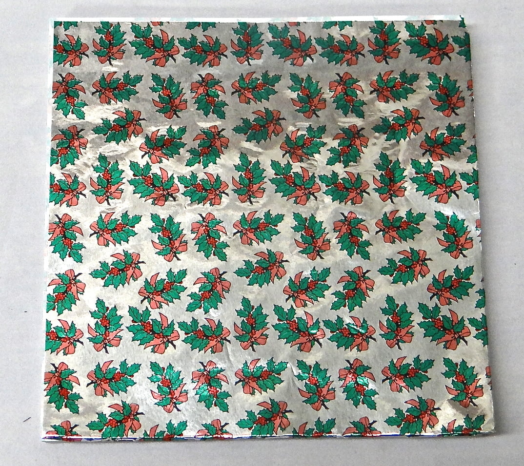 Candy Molds N More 6 x 6 inch Holly Confectionery Foil Wrappers, 125
