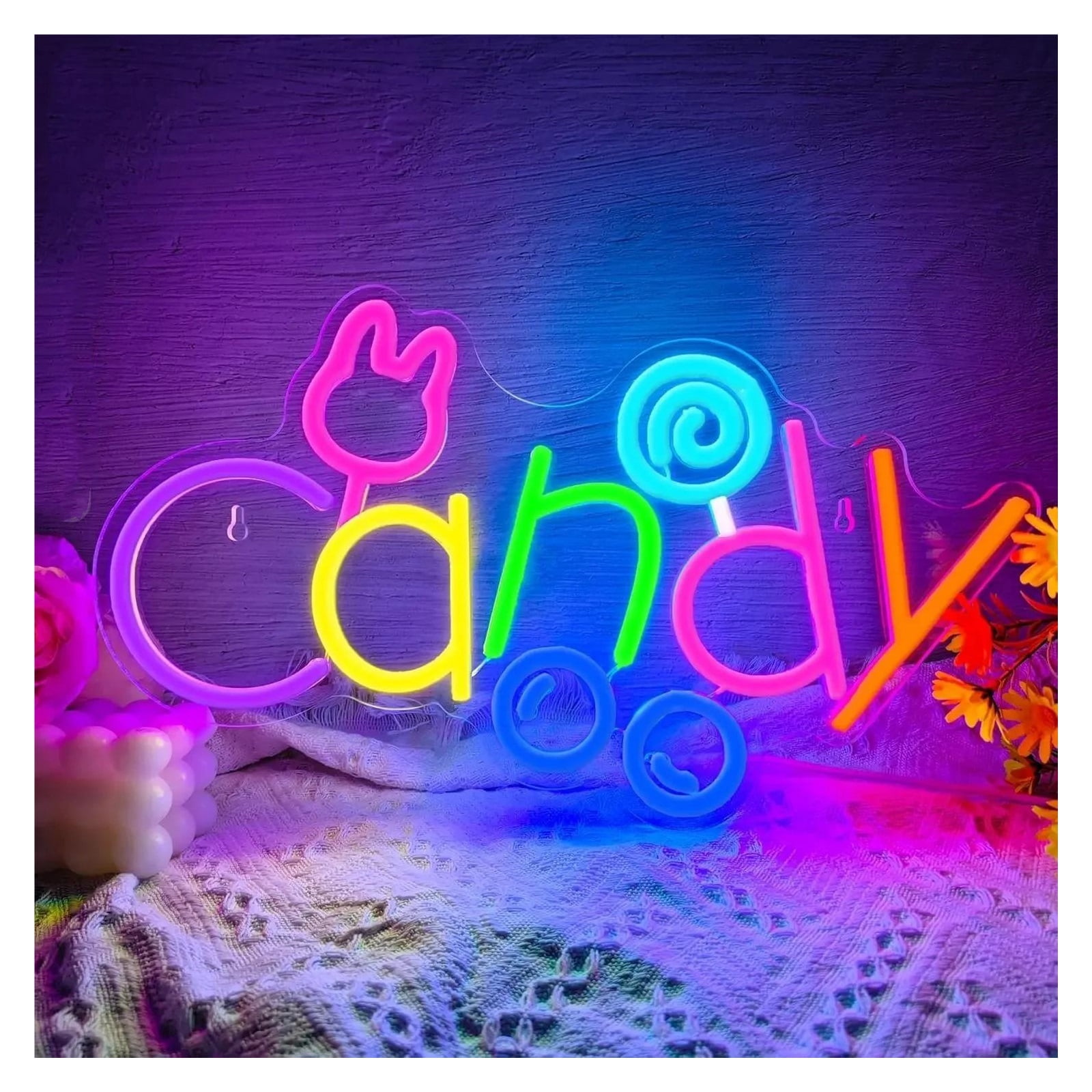 Candy Neon Sign USB Powered LED Neon Light For Bedroom Candy Bar Shop ...