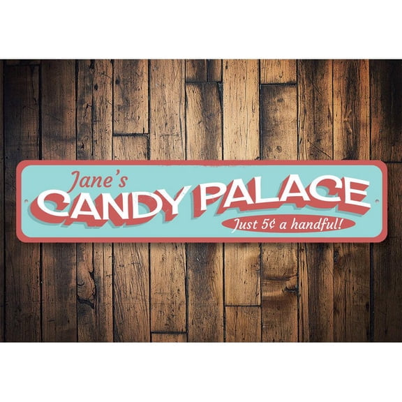Candy Palace Novelty Decor, Metal Wall Sign - 4x18 Inches