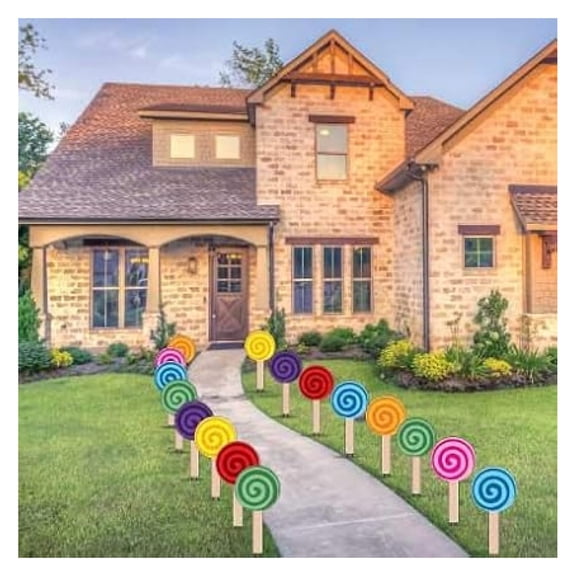 Candy Party Decorations: Lollipop Yard Signs - Pathway Decorations Includes 32 stakes