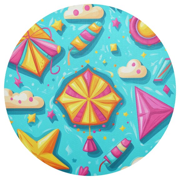 Candy Pattern Design 15.4in Diameter PVC Plate Mat, Heat-Resistant and Cuttable, Kitchen Decor