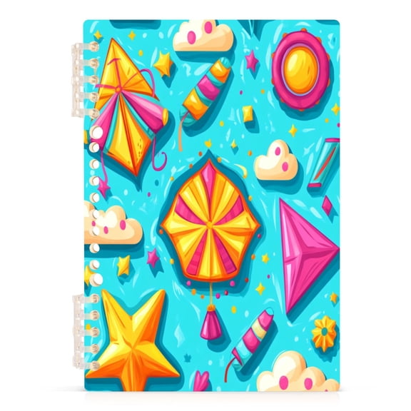 Candy Pattern Design A5 8.3x5.7in PP Notebook, Adjustable Rings, 60 Sheets, Diary or Journey Note