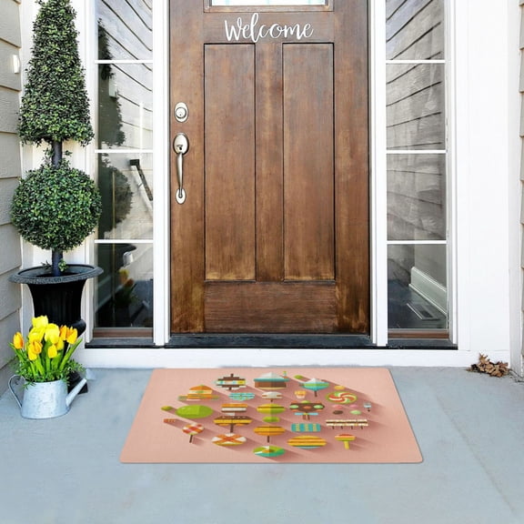 Candy Pattern Design Outdoor Doormats NonSlip Bath Rugs Absorbent Muddy Dirt Resist Door Mats 32''x20''