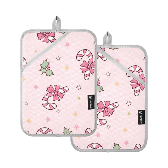 Candy Pattern Pot Holder Set 2 Piece Non-Slip Oven Hot Pads Heat Resistant Durable 7x9.8in
