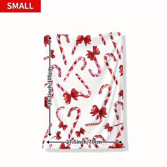 Candy Pattern Quilted Flannel Throw Blanket - 100% Polyester Knitted Soft Warm All-Season Holiday Decorative Blanket For Couch, Bed, Travel - Digital Print Festive Gift For Family, Friends