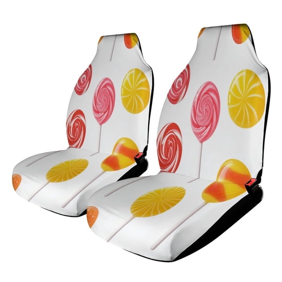 Candy Pattern Rainbow Lollipop Car Seat Covers Front Seats Universal Fit for Cars SUV Truck Auto Interior Accessories