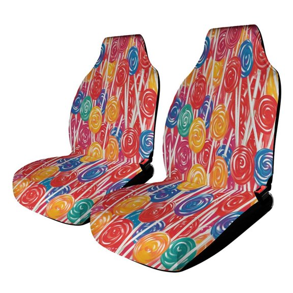 Candy Pattern Rainbow Lollipop Car Seat Covers Front Seats Universal Fit for Cars SUV Truck Auto Interior Accessories