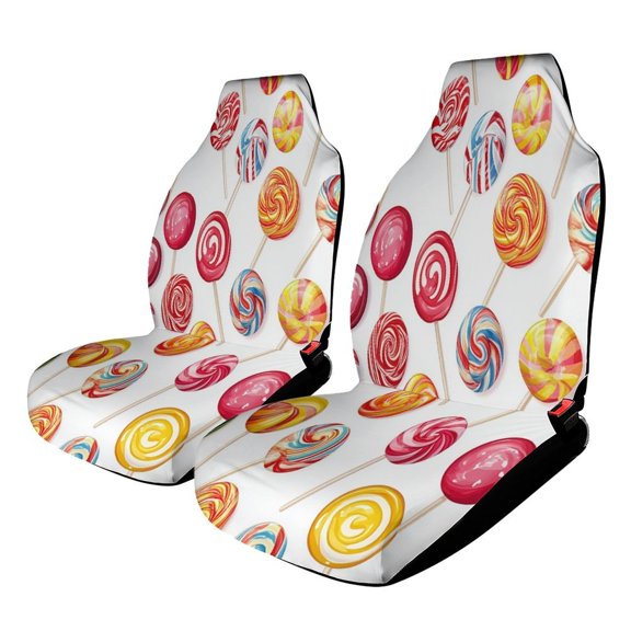 Candy Pattern Rainbow Lollipop Car Seat Covers Front Seats Universal Fit for Cars SUV Truck Auto Interior Accessories