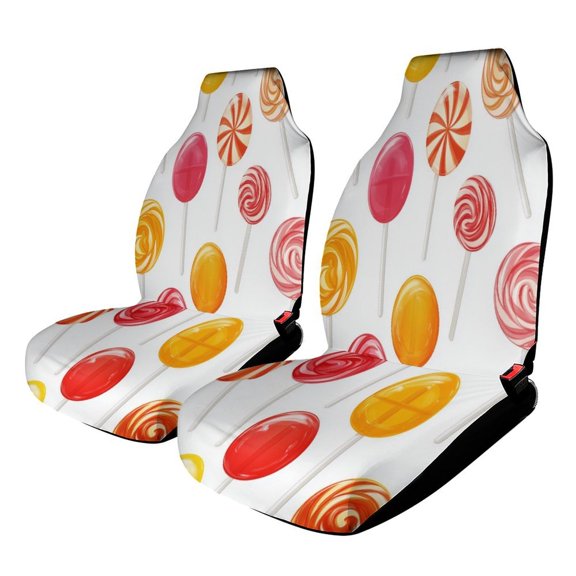 Candy Pattern Rainbow Lollipop Car Seat Covers Front Seats Universal Fit for Cars SUV Truck Auto Interior Accessories