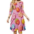 thumbnail image 1 of Candy Pattern Rainbow Lollipop Flare Dress Square Neck Dress Elegant Female Fashion Printed Dress, 1 of 9