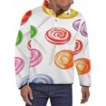 thumbnail image 1 of Candy Pattern Rainbow Lollipop Men's Stand Collar Sweater Long Sleeve Clothing Loose Fit Sports Sweater, 1 of 8