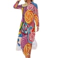 thumbnail image 1 of Candy Pattern Rainbow Lollipop Shirt Dress Long Sleeve Street Fashion V Neck Oversized Casual Dress Women Evening Dress, 1 of 7