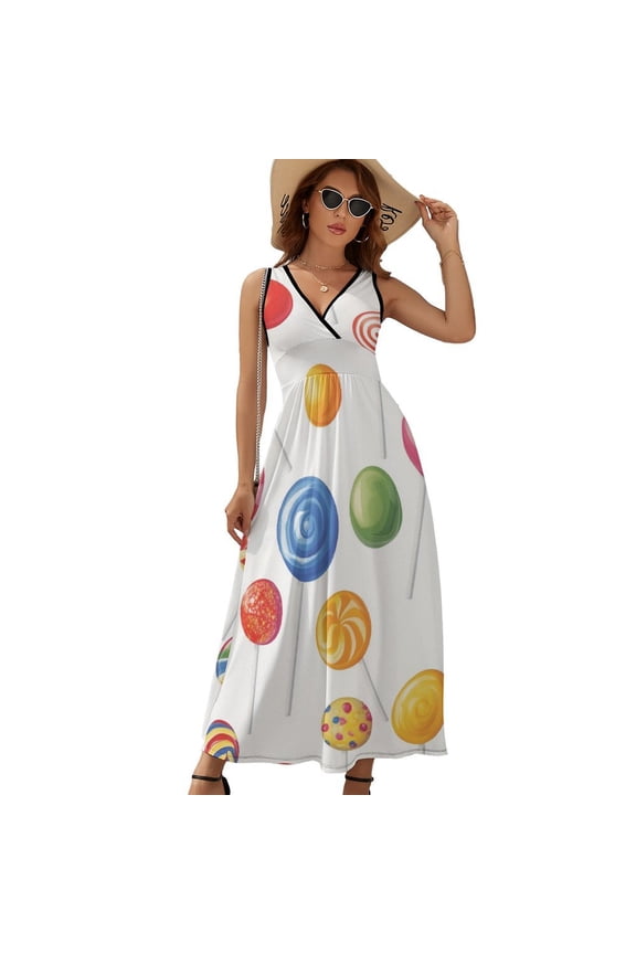 Candy Pattern Rainbow Lollipop Sleeveless Dress Summer Women Clothes Dress for Pregnant Women Dresses
