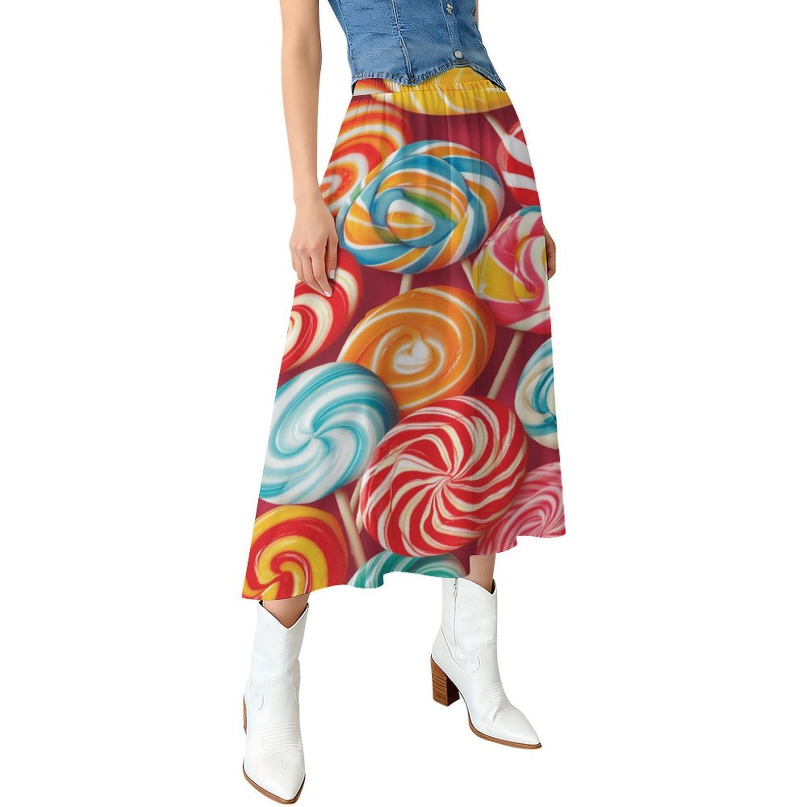 CANDY CORAL STRIPED MIDI SKIRT main image 1