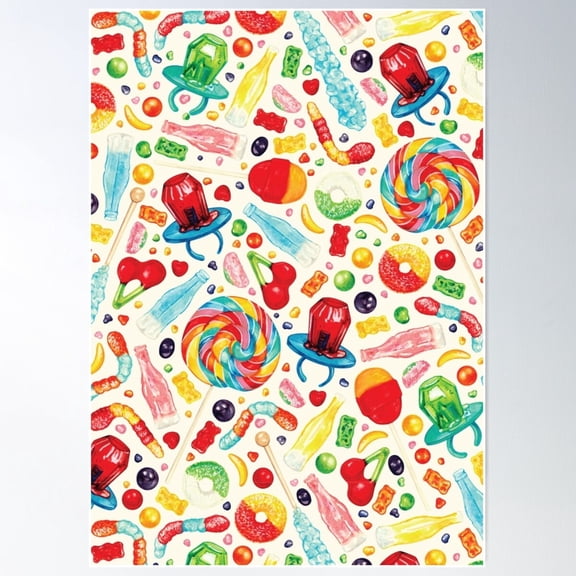 Candy Pattern White Poster Wall Art Modern Wall Decor For Living Room Bedroom