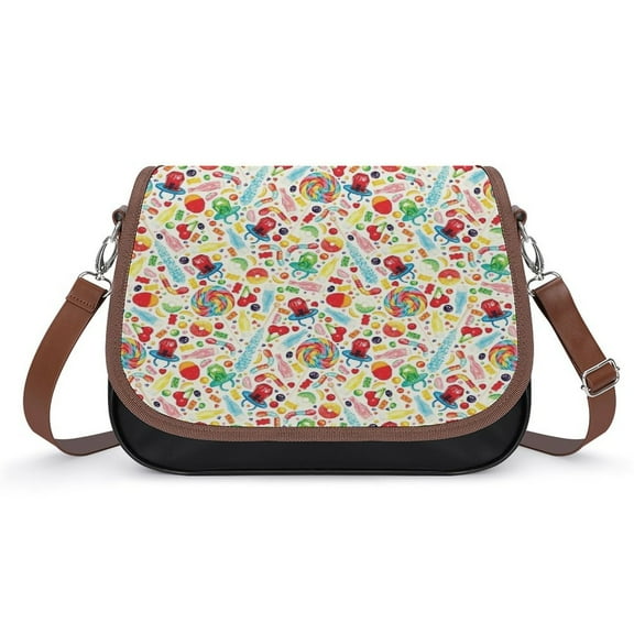 Candy Pattern - White Vintage Crossbody Bag for Women Medium Leather Hobo Bags Shoulder Bag Classic City Leather Satchels