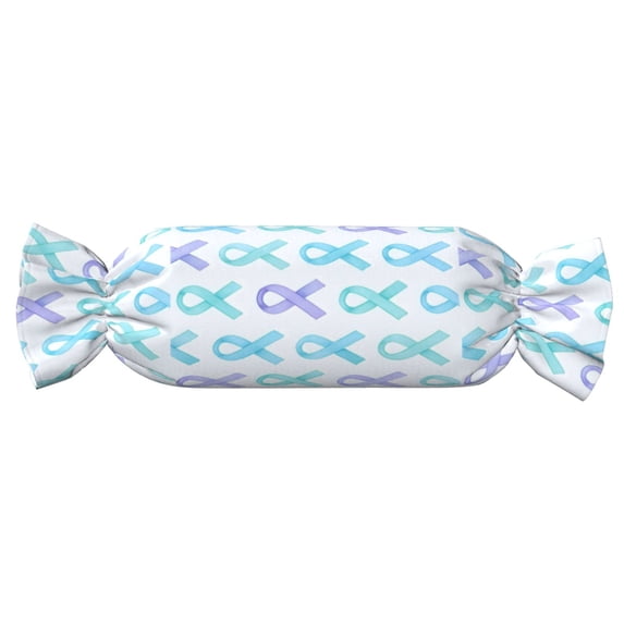 Candy Pillow With Pillow Core 24.6×9.8in Durable Cord Opening And Closing Design Waterproof And Easy To Install Cancer Awareness Ribbon Pattern - Watercolor Pastels