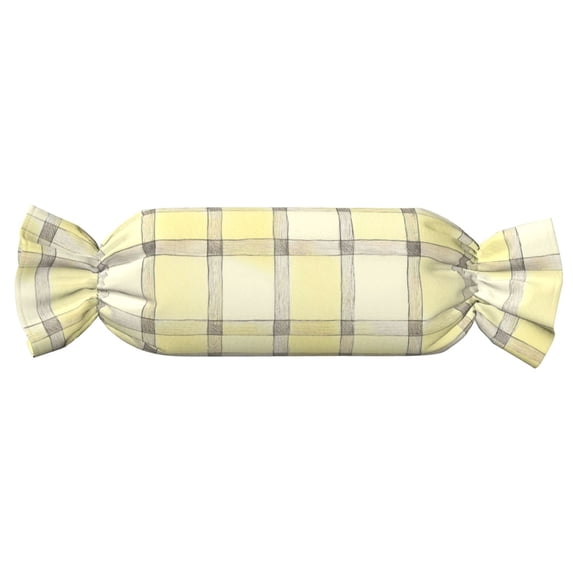 Candy Pillow With Pillow Core 24.6×9.8in Durable Cord Opening And Closing Design Waterproof And Easy To Install Lightyellow Checked Hand-Drawn Sketch_1
