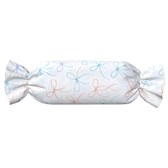 Candy Pillow With Pillow Core 24.6×9.8in Durable Cord Opening And Closing Design Waterproof And Easy To Install Watercolor Thin Rainbow Ribbon Bow Pattern