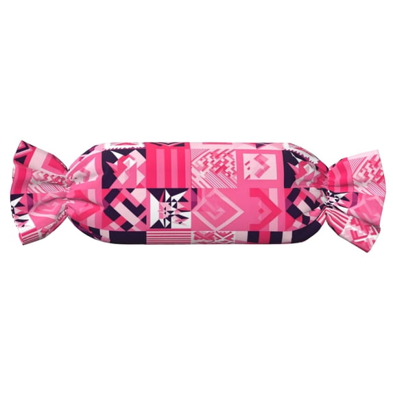 Candy Pillow With Pillow Core 24.6×9.8in Durable Cord Opening And Closing Design Waterproof And Easy To Install Hotpink Geometric Patterns_2