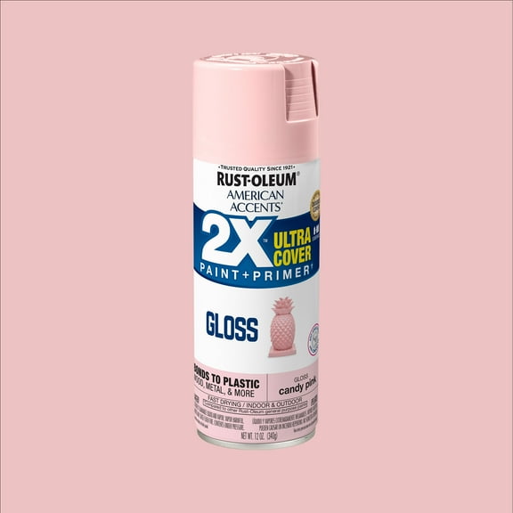 Candy Pink, Rust-Oleum American Accents 2X Ultra Cover Gloss Spray Paint-327885, 12 oz
